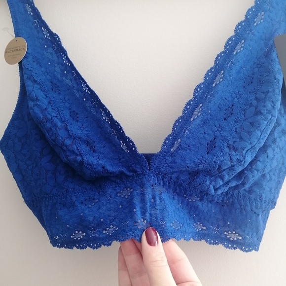 NWT Wacoal Halo Lace Wire Free Bralette in Dazzling Blue US 38 - Picture 4 of 16